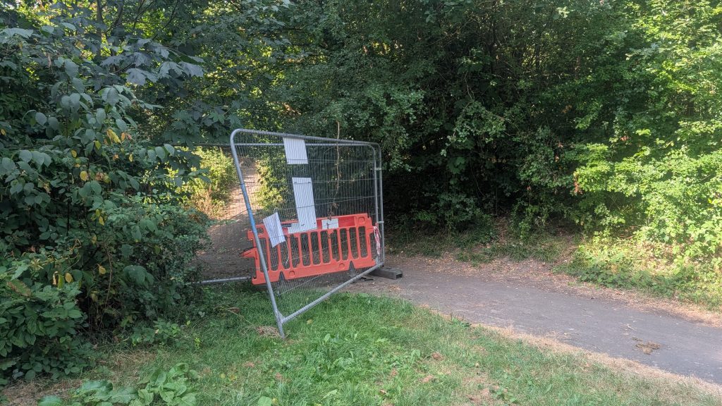 Breached barrier at Hurstwood, Waterlooville.